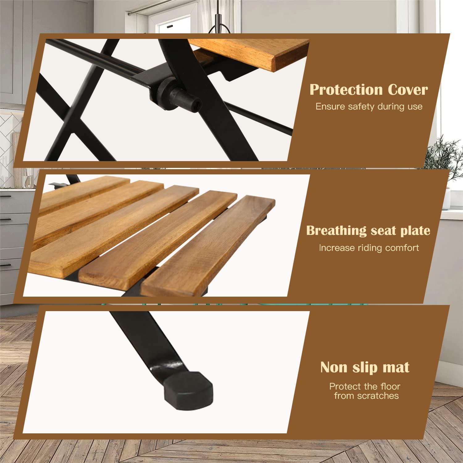 MKDLUFEI Outdoor Wood Folding Bistro Set Lightweight and Portable 3 Piece Patio Set Small Patio Furniture Set for Lawn Balcony Backyard Yard Bistro Apartment Nature…