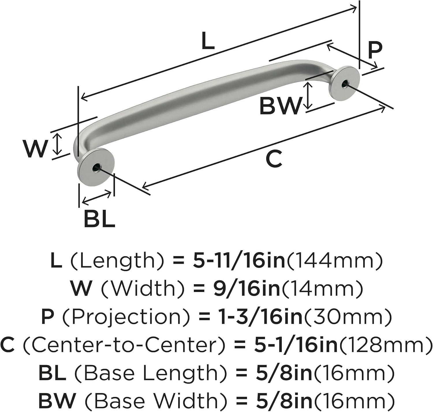 Amerock Renown 5-1/16 inch (128mm) Center-to-Center Satin Nickel Cabinet Pull