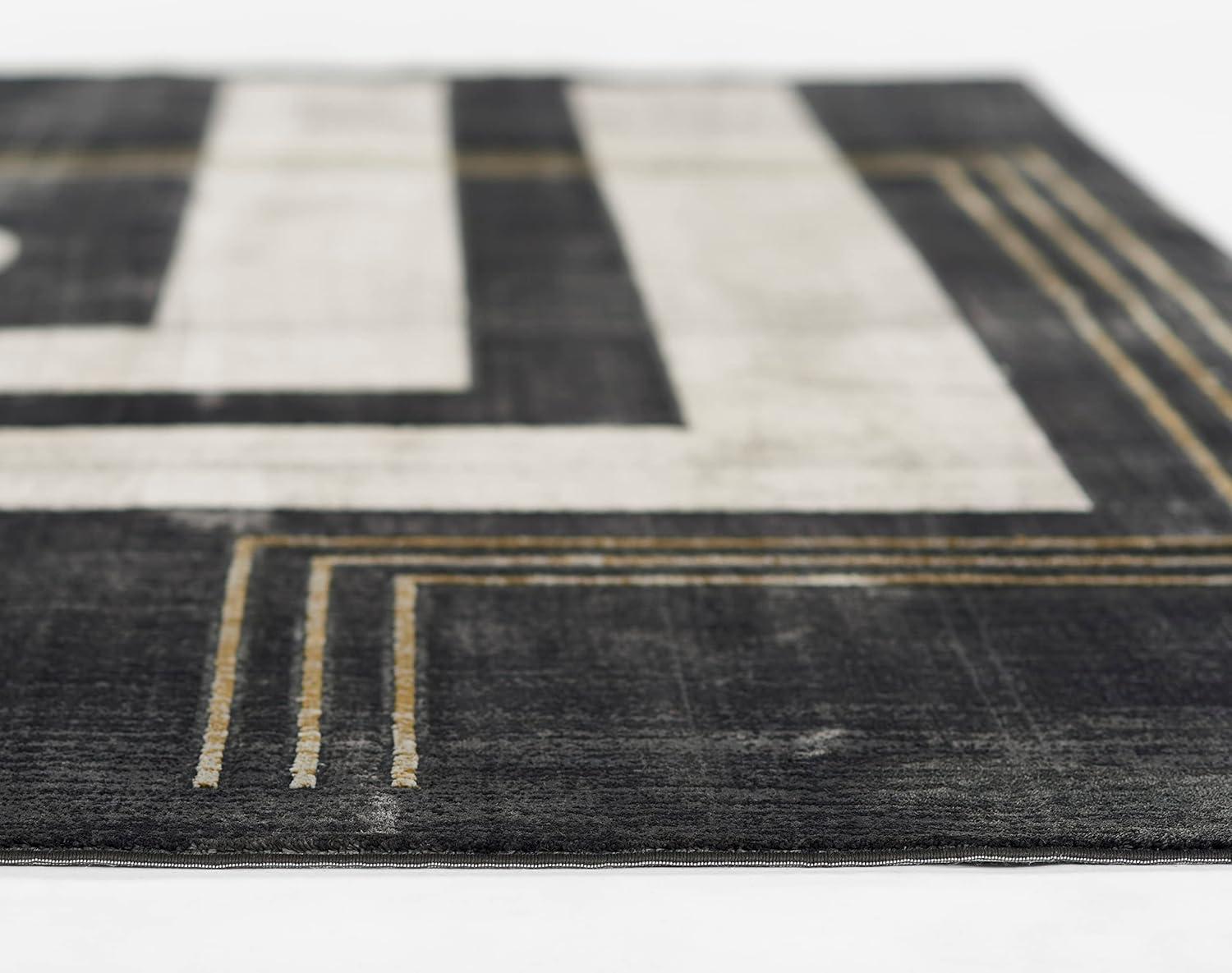 Momeni 2'2"x7'7" Edition Angular Machine Loomed Runner Rug Charcoal Gray: Geometric Polyester Indoor Low Pile Rug