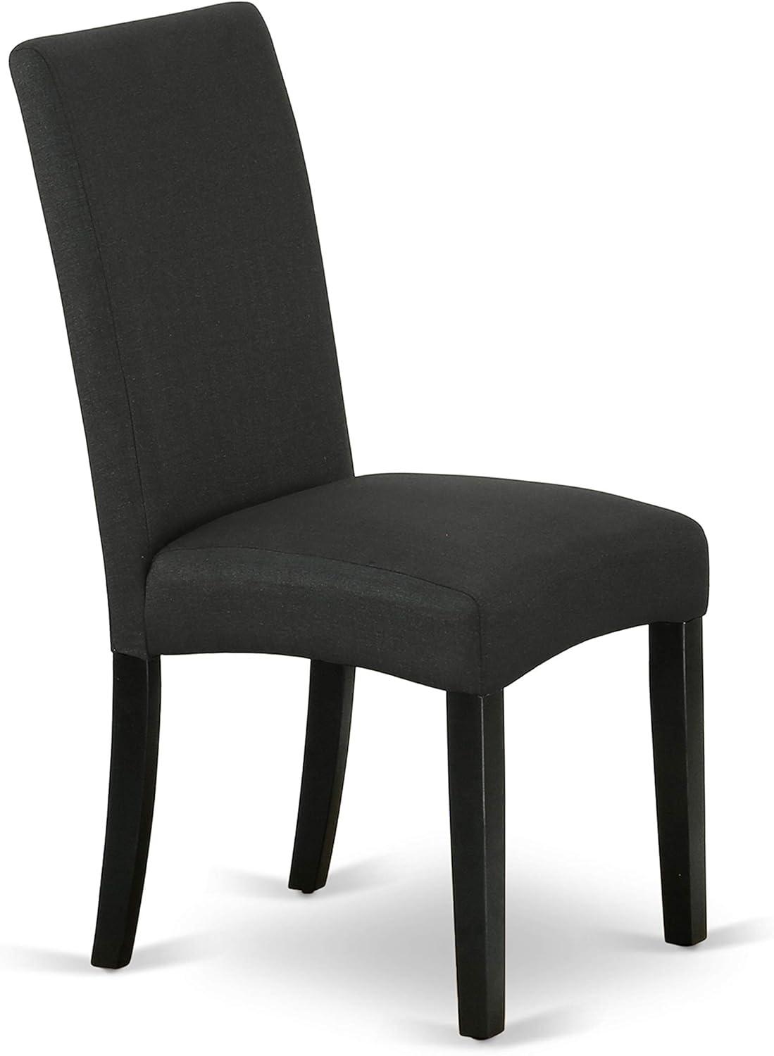 East West Furniture WEDR7-BLK-24 7 Piece Dining Set Consist of a Rectangle Dining Room Table with Butterfly Leaf and 6 Black Color Linen Fabric Upholstered Chairs, 42x60 Inch, Black