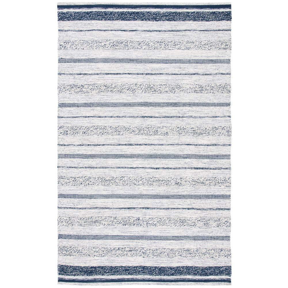 Striped Kilim STK517 Hand Woven Area Rug - Ivory/Navy - 4'x6' - Safavieh.