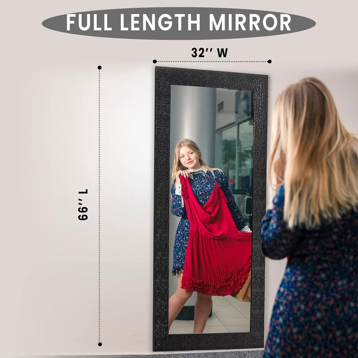 Home Imports Emporium Mosaic Style Full Length Mirror Standing Hanging/Leaning Against Wall, Large Rectangle Free Standing Full Body Dressing Mirror