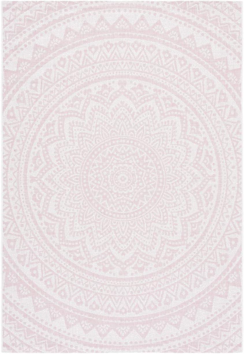 Courtyard CY8734 Power Loomed Indoor and Outdoor Accent Rug - Ivory/Soft Pink - 2'x3'7" - Safavieh