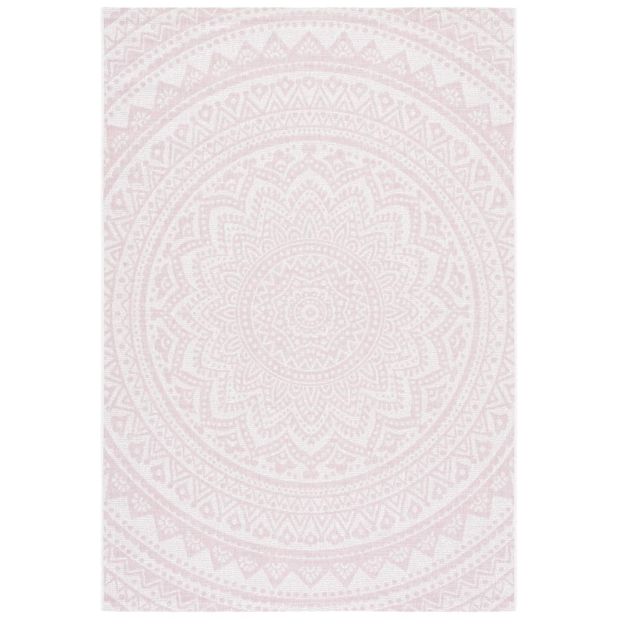 Courtyard CY8734 Power Loomed Indoor and Outdoor Accent Rug - Ivory/Soft Pink - 2'x3'7" - Safavieh