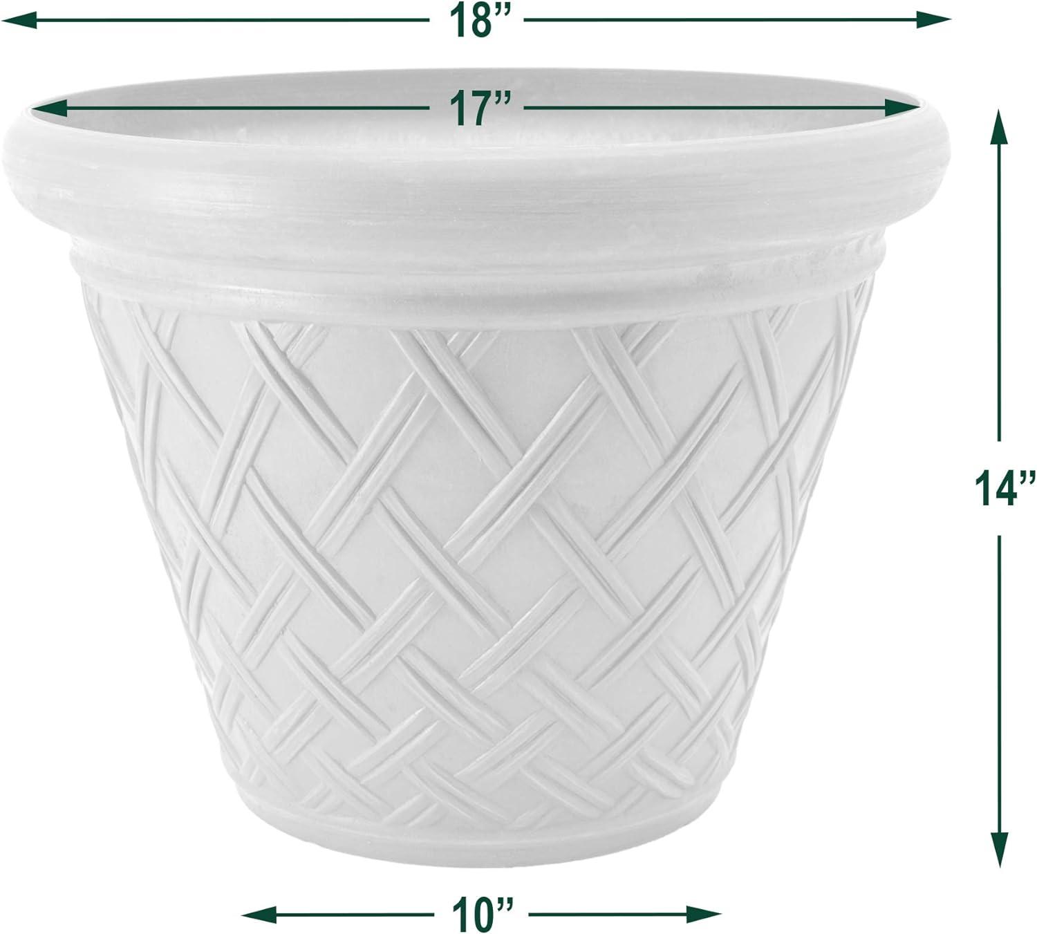 18-inch Dark Charcoal Recycled Plastic Basket Weave Planter