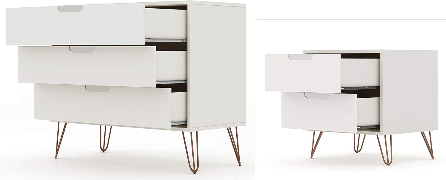 White Hairpin Leg Dresser and Nightstand Set