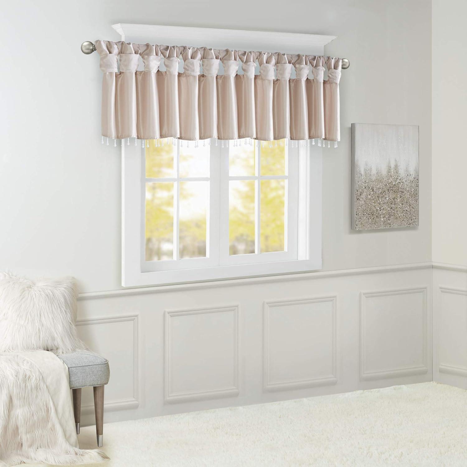 Madison Park Emilia Lightweight Faux Silk Single Valance with Beads