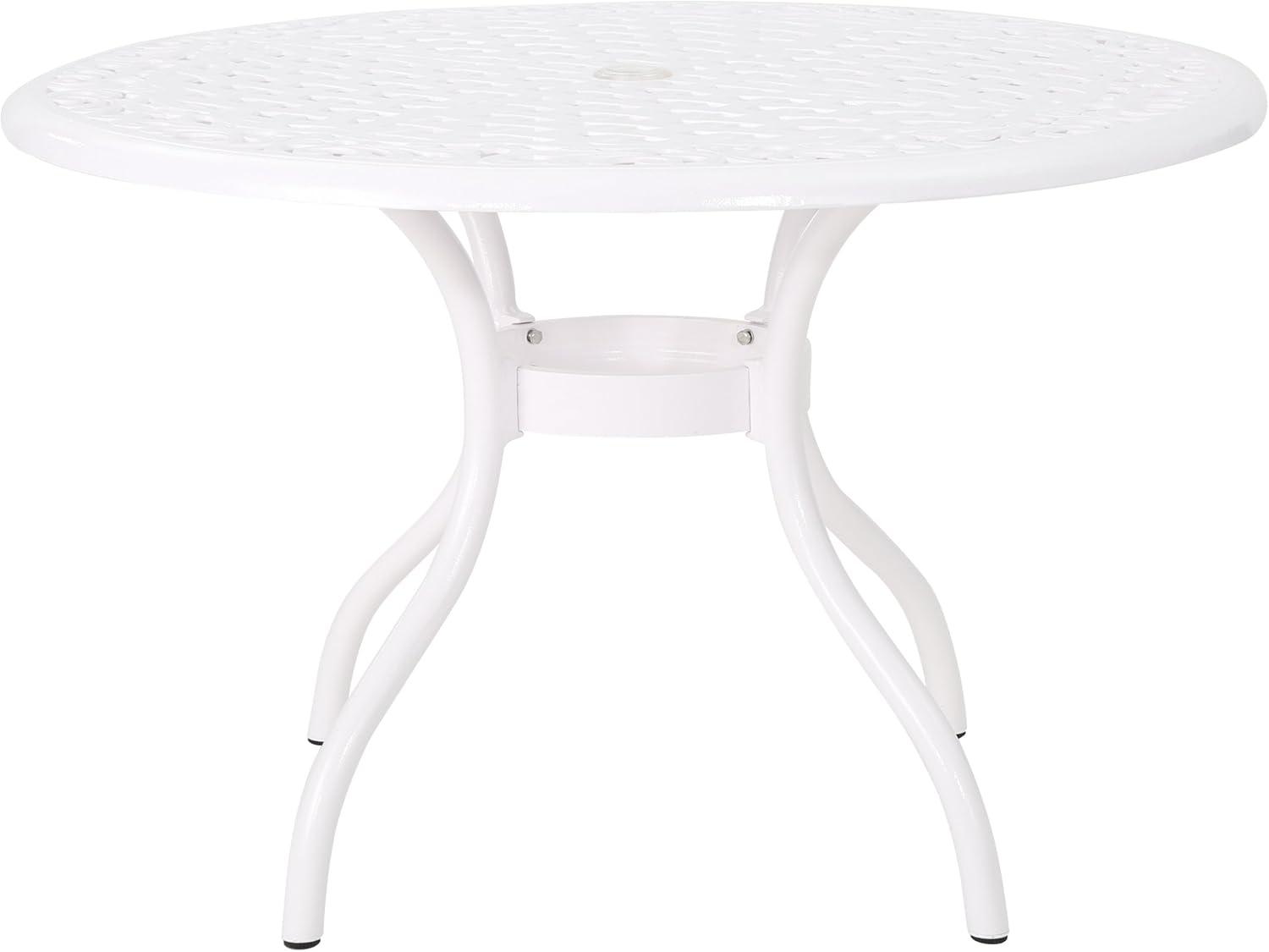 GDF Studio Honolulu Outdoor Aluminum Round Table, White