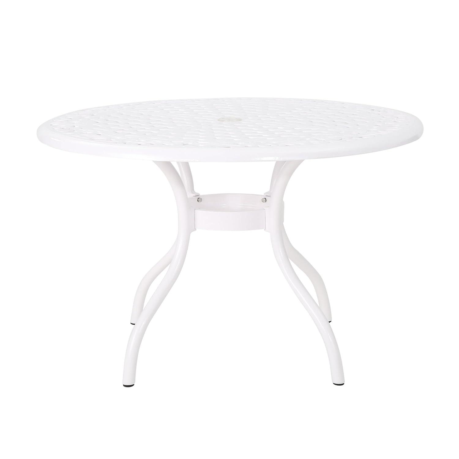 GDF Studio Honolulu Outdoor Aluminum Round Table, White