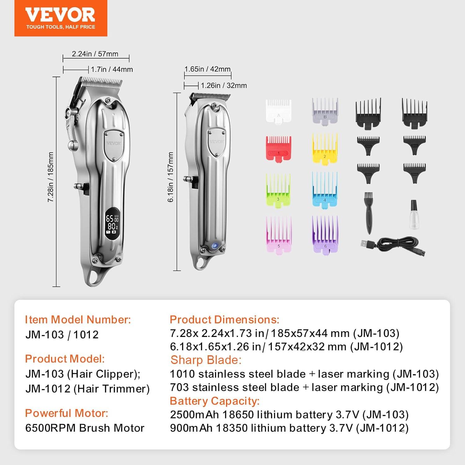 VEVOR Professional Hair Clipper for Men Cordless Barber Clipper and Trimmers Set