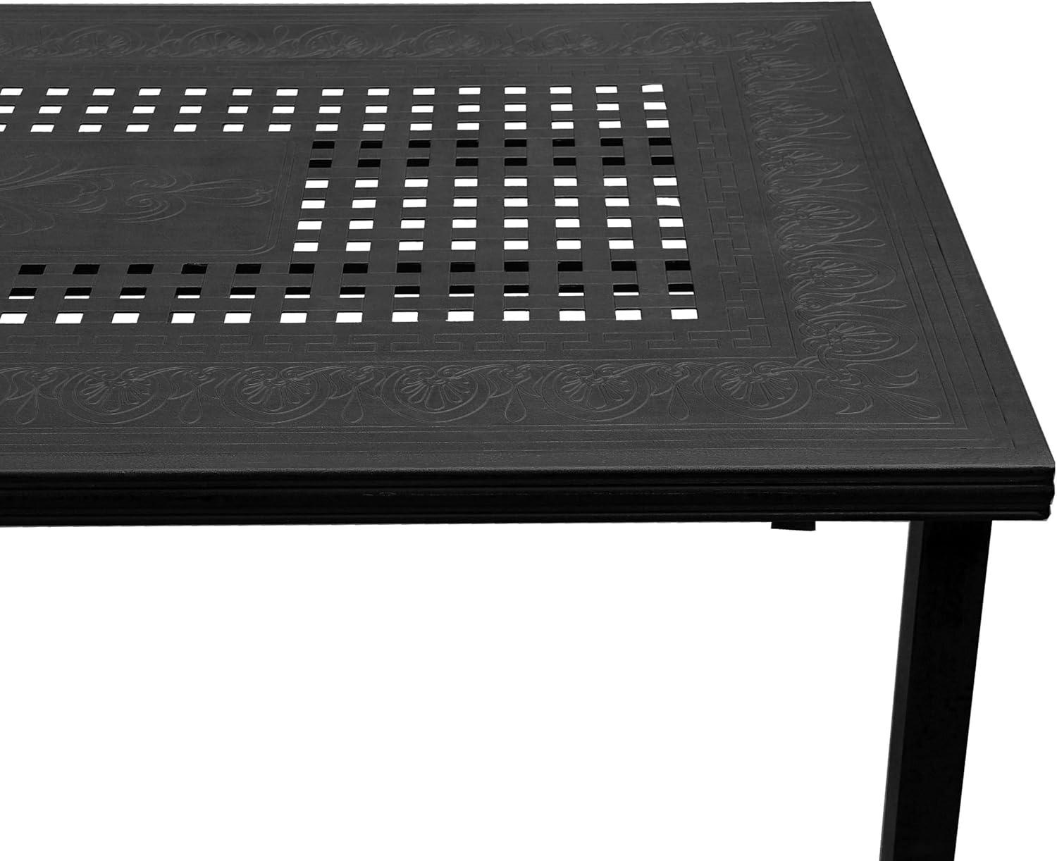 Oakland Living 95" Rectangular Modern Outdoor Mesh Lattice Aluminum Patio Dining Set with 8 Arm Chairs Black