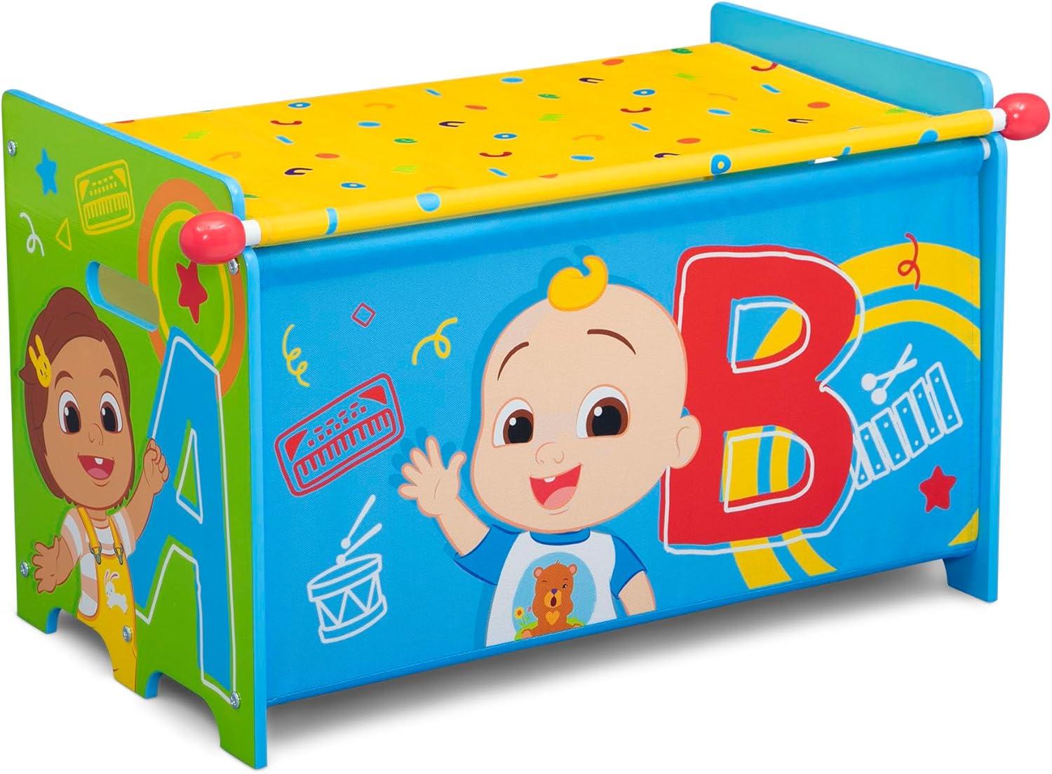 Delta Children CoComelon Toy Box with Retractable Fabric Top - Blue