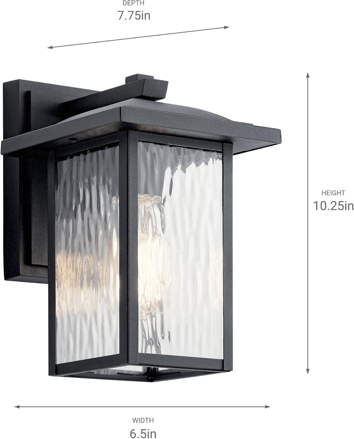 Capanna 10.25" 1 Light Outdoor Wall Light with Clear Water Glass in Textured Black