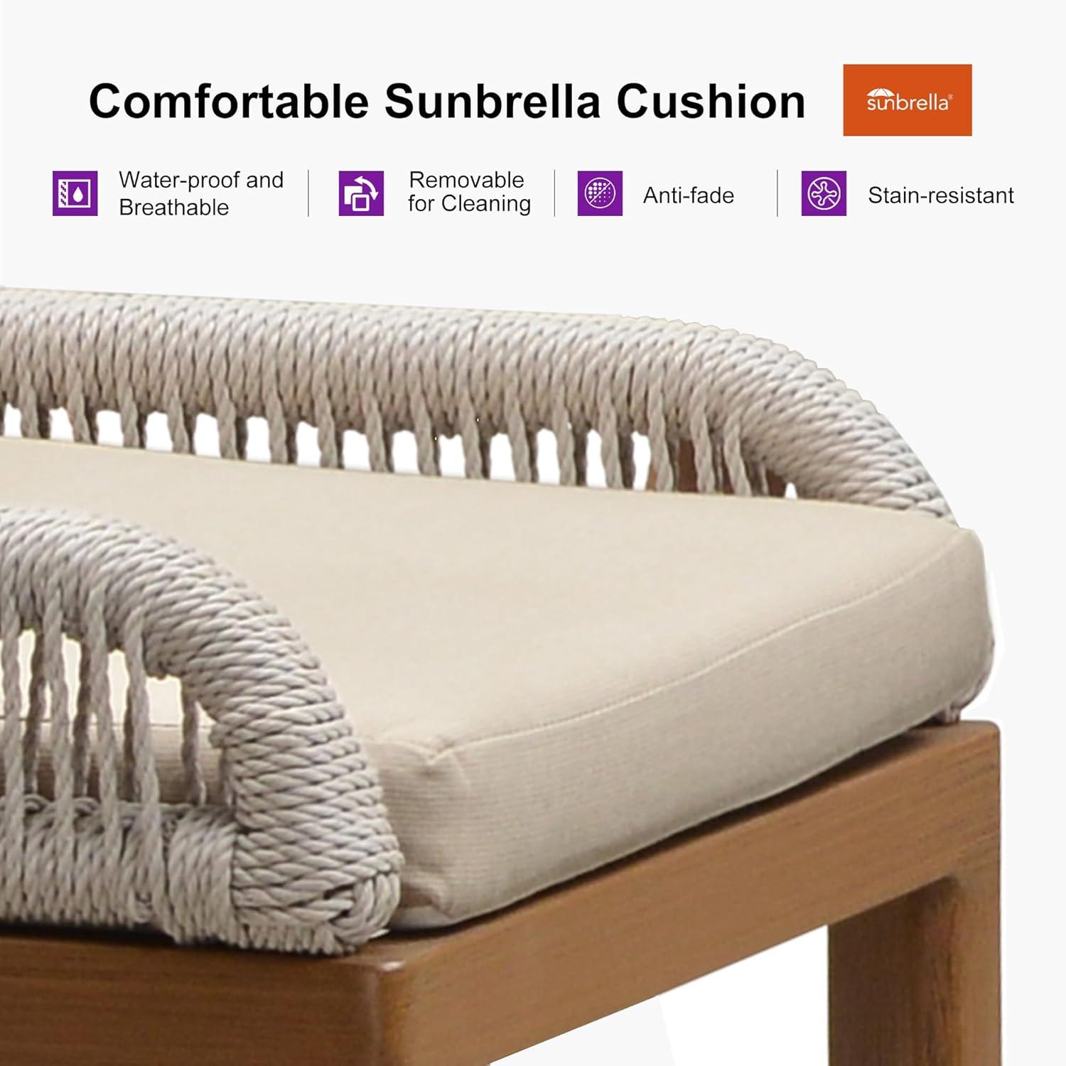 PURPLE LEAF 7 Pieces Patio Dining Set Aluminum Rectangular Table and Wicker Chairs with Cushions for Kitchen Porch Garden Modern Outdoor Furniture Sets, Beige and Dark Grey