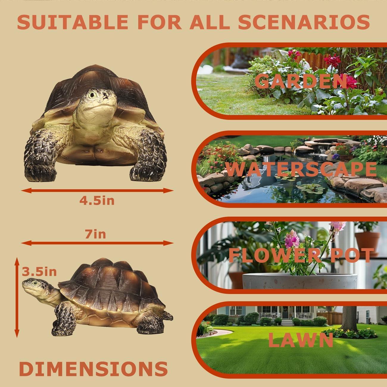 Realistic Brown Resin Turtle Garden Statue