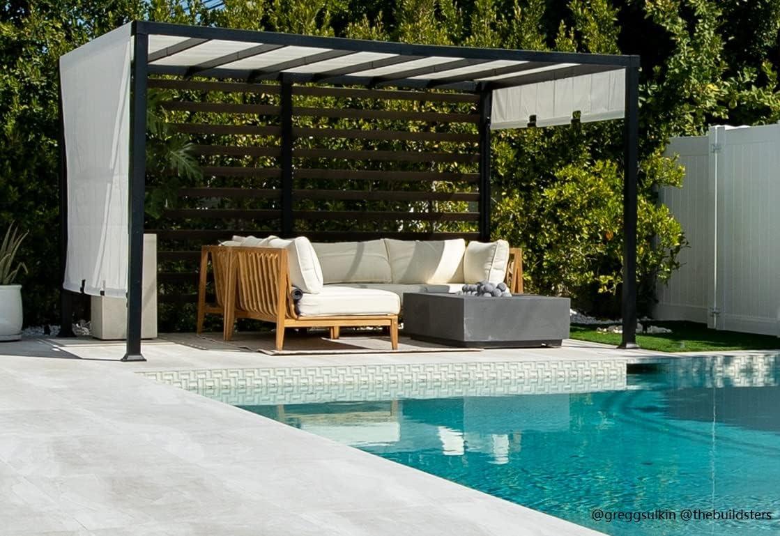 Sunjoy Saguaro 10 ft. x 12 ft. Modern Steel Pergola with White Adjustable Shade