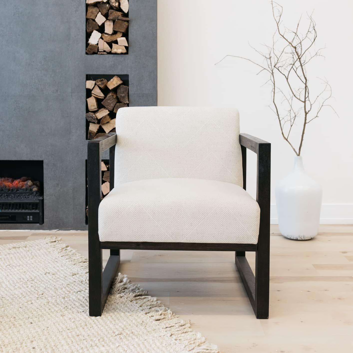 Signature Design by Ashley Alarick Accent Chair Cream: Upholstered Wooden Legs, Vintage Style