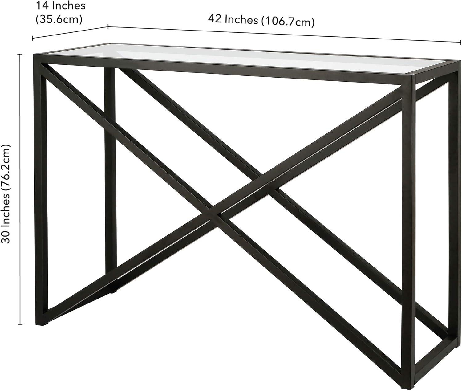 Evelyn&Zoe Calix 42" Wide Rectangular Console Table, Blackened Bronze