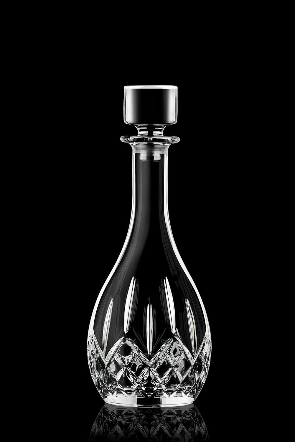 Elegant Clear Crystal Glass Wine Decanter with Stopper, 30 Oz