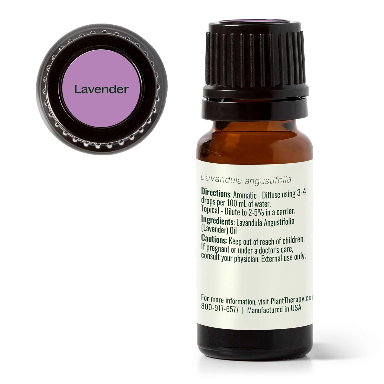Plant Therapy Lavender Essential Oil 100% Pure, Undiluted, Therapeutic Grade, Aromatherapy Diffuser for Relaxation and Body Care, Healthy Skin and Hair, 10 mL