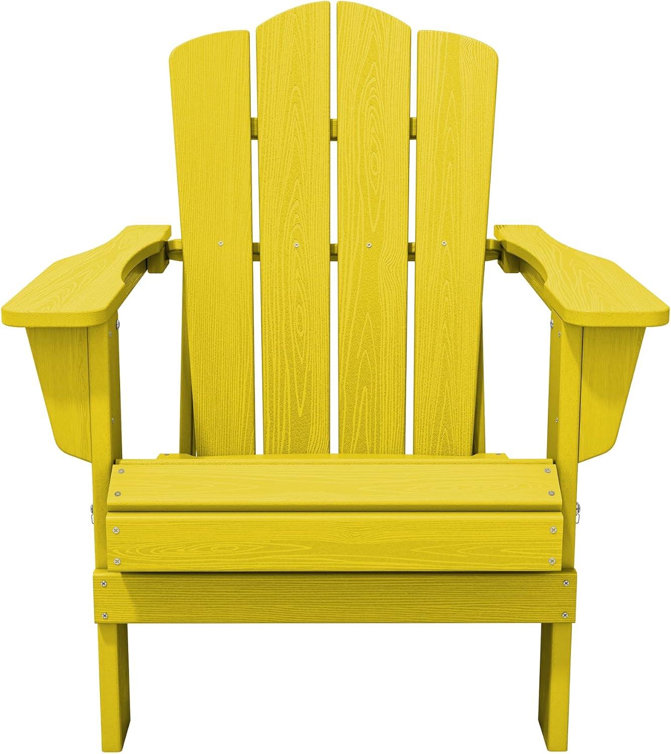 Yellow HDPE Folding Adirondack Chair Set of 2