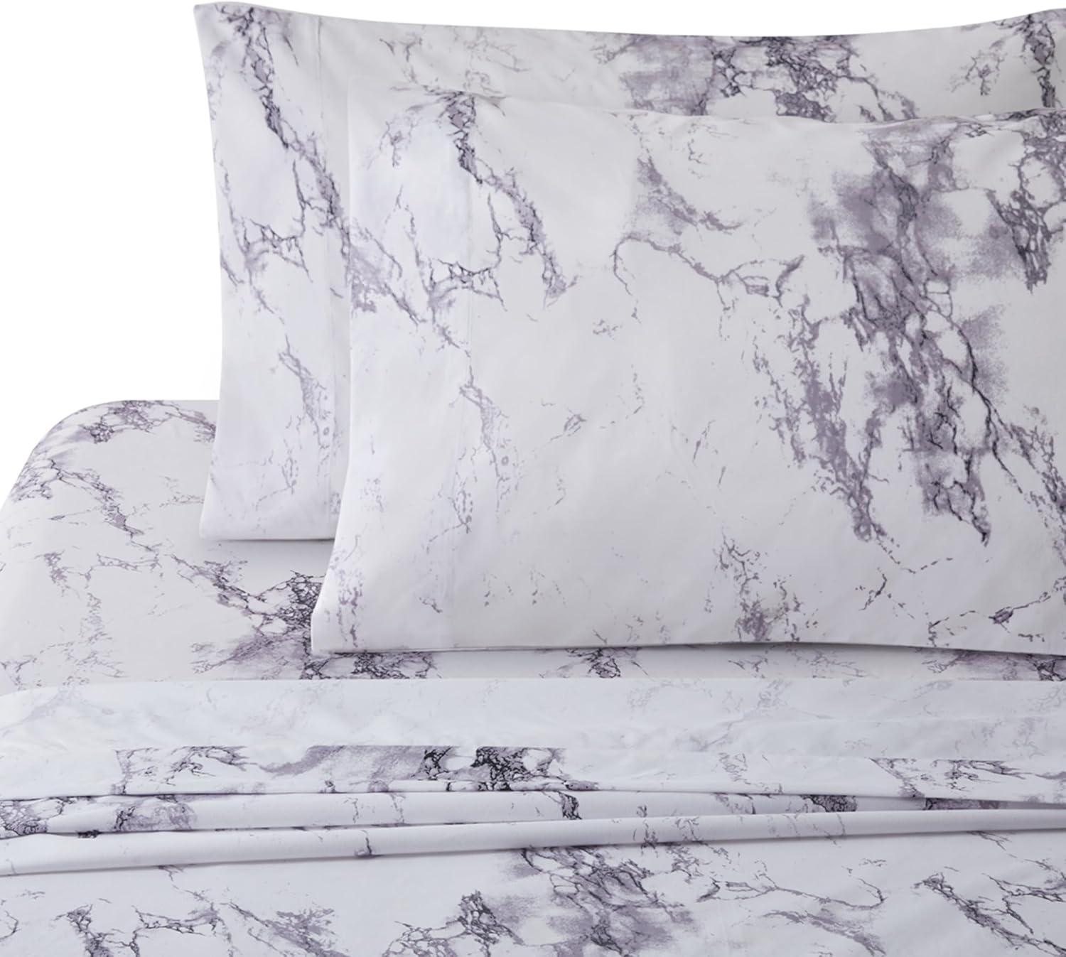 Marina Decoration Percale Machine Printed Marble Sheet Set