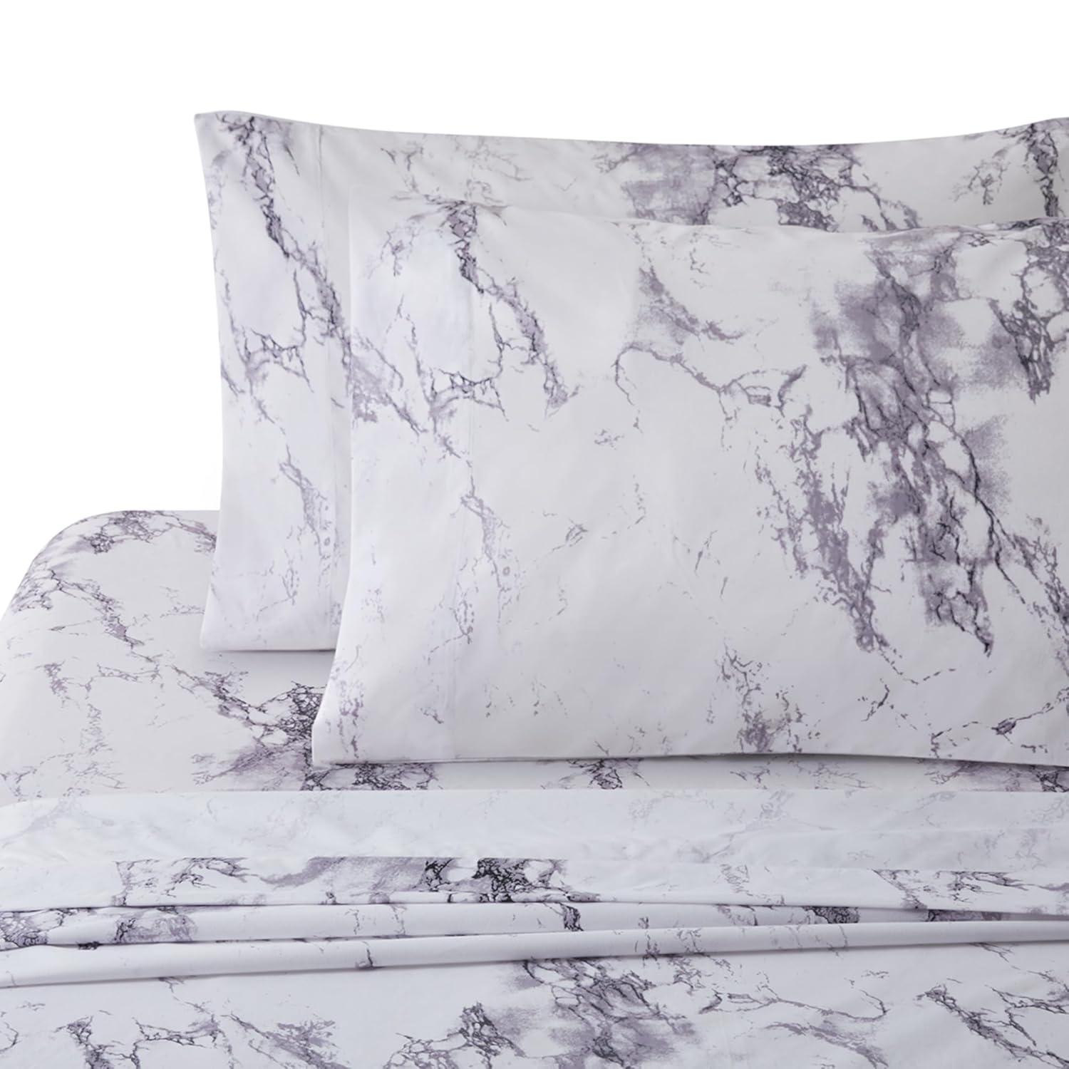 Marina Decoration Percale Machine Printed Marble Sheet Set