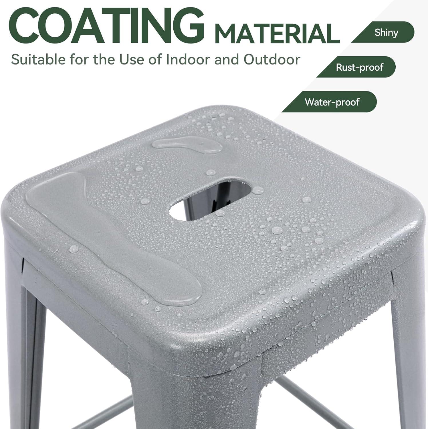 Williston Forge Kohki 24" Counter Stool Metal Bar Stools Counter Height Barstools Backless Indoor/Outdoor Bar Stools Kitchen Counter Stools Chairs(Set of 4)