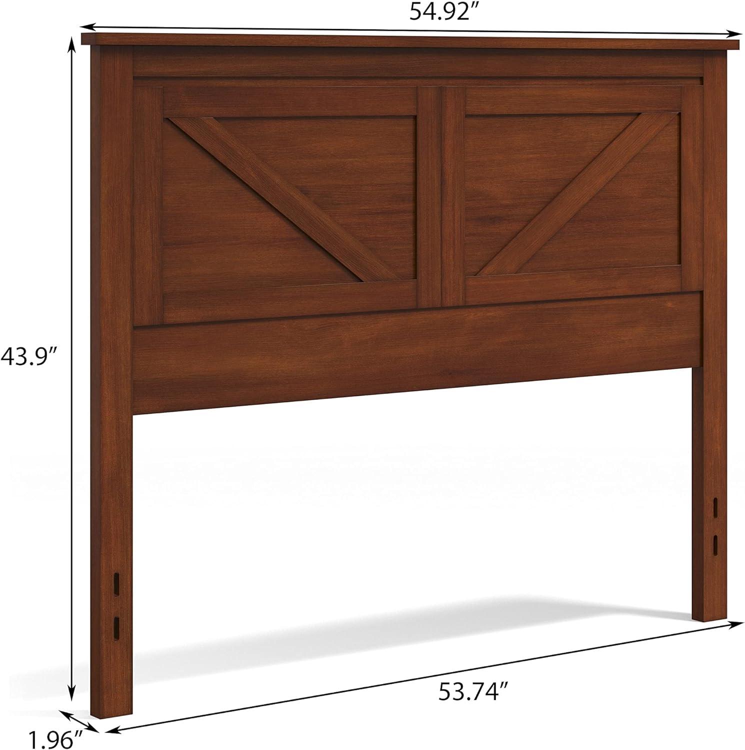 Full Size Cherry Wood Farmhouse Panel Headboard