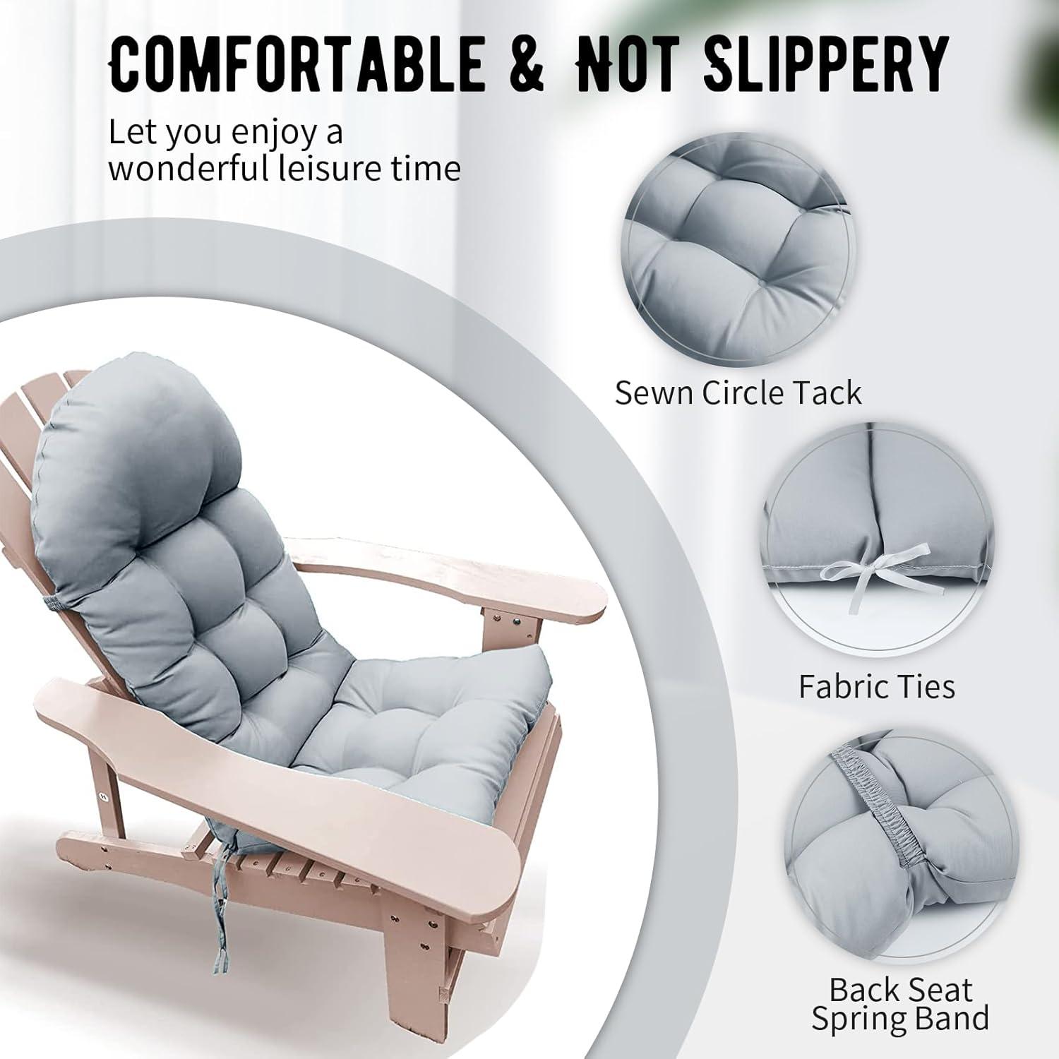 Crestlive Products Adirondack Style Patio Outdoor Chair Cushion for Adirondack Chair or Lounge Rocking Chair - See picture 2-Piece Set, Navy Blue