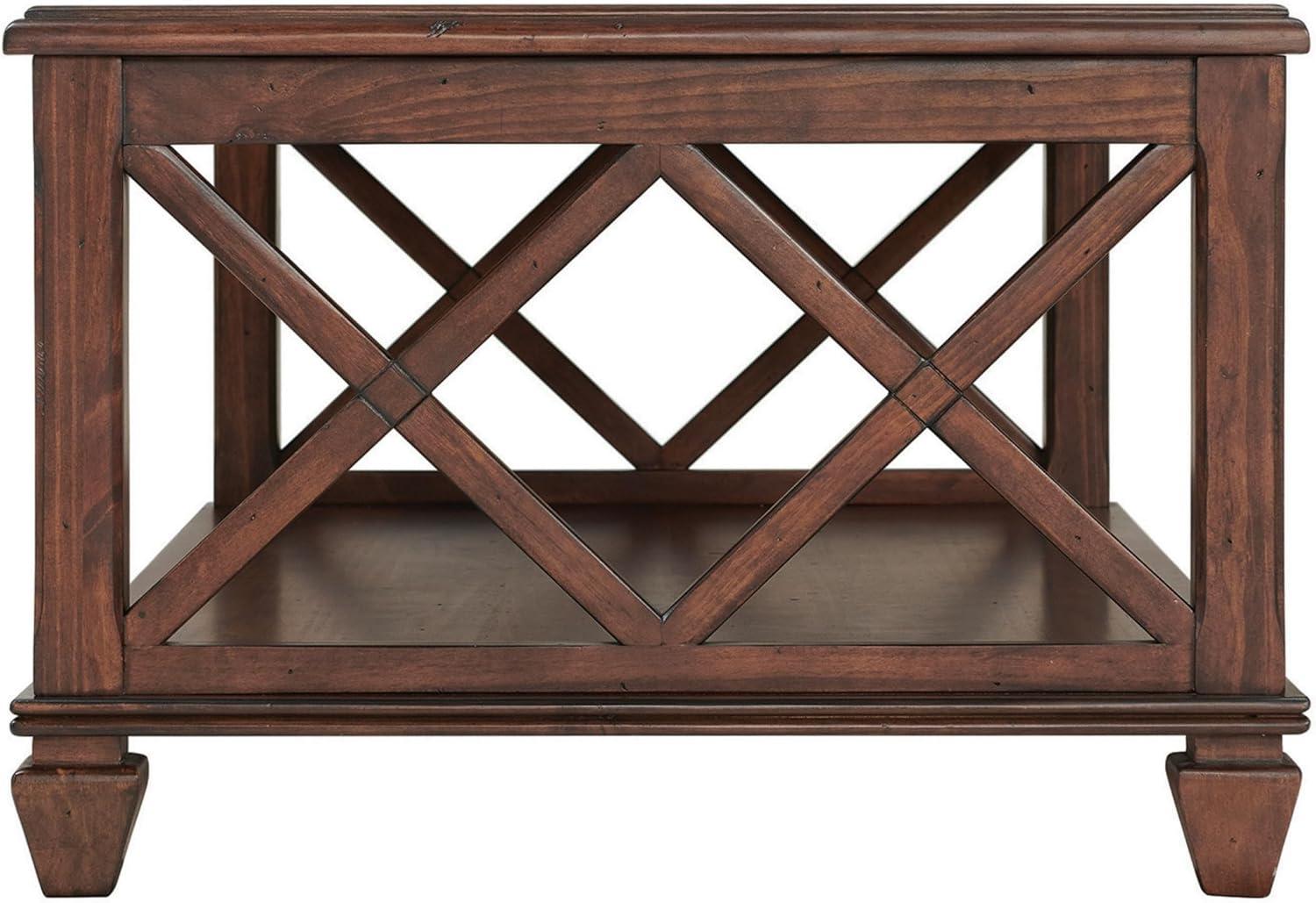 45" Bridgton Wood Coffee Table Cherry - Alaterre Furniture: Mid-Century Modern, Lower Shelf