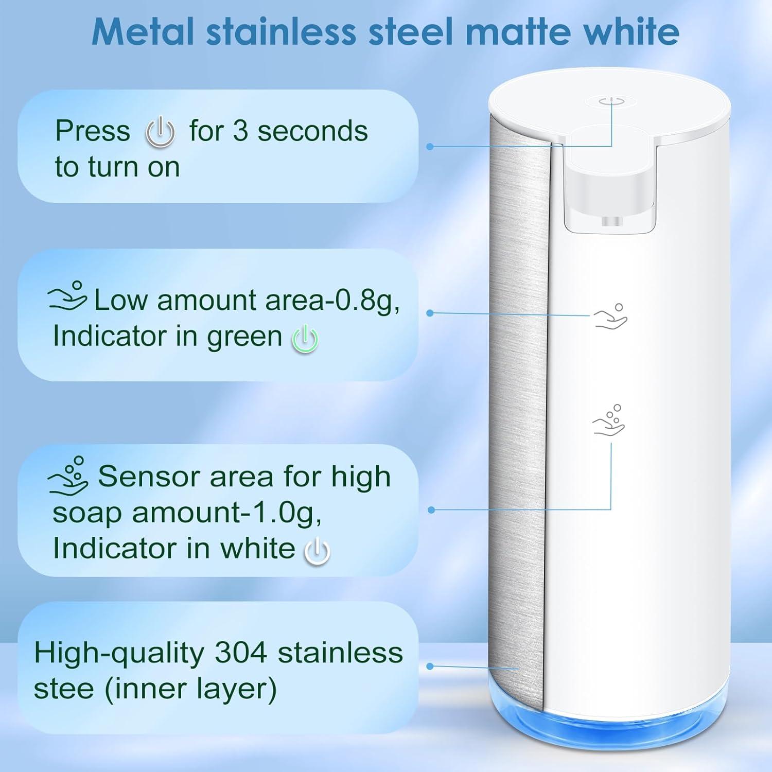 White Stainless Steel Automatic Foaming Soap Dispenser