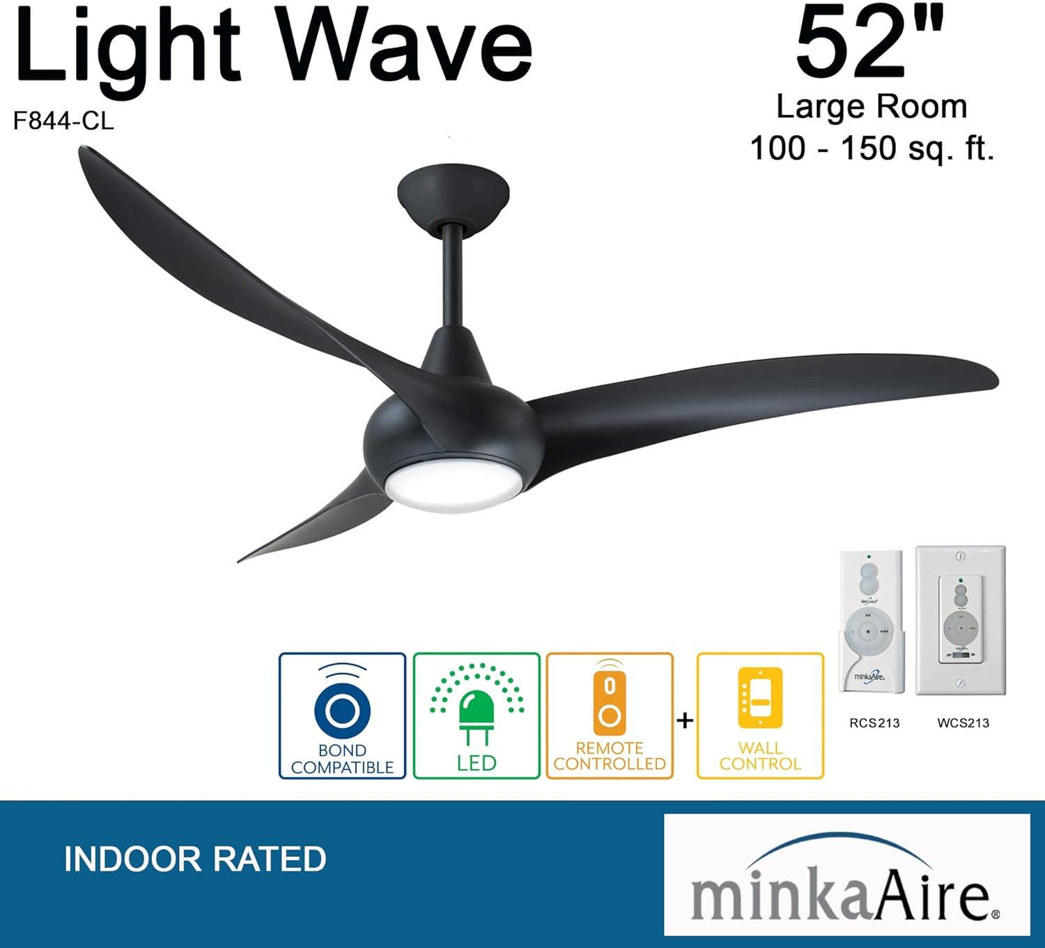 52" Wave 3 - Blade LED Propeller Ceiling Fan with Remote Control and Light Kit Included