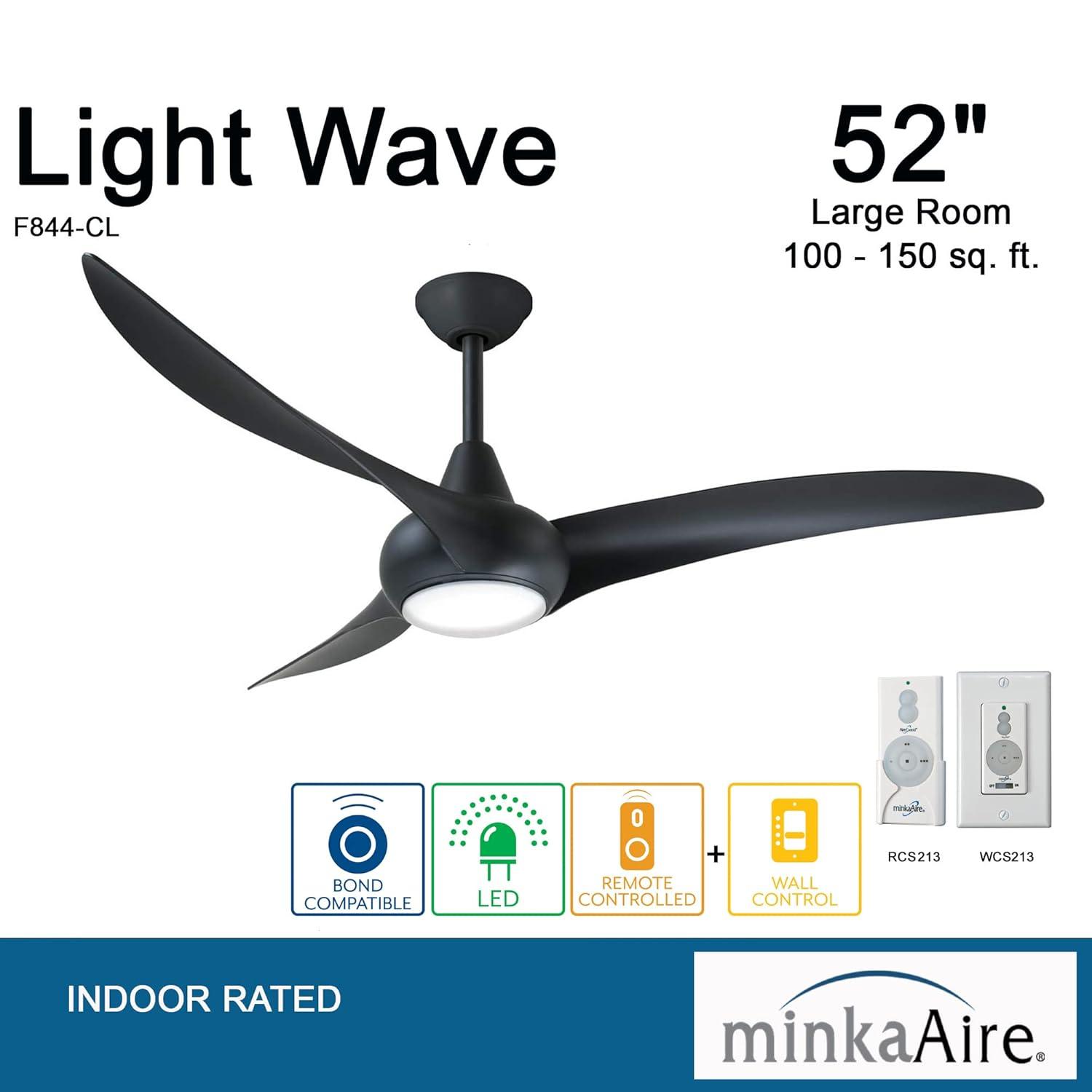 52" Wave 3 - Blade LED Propeller Ceiling Fan with Remote Control and Light Kit Included