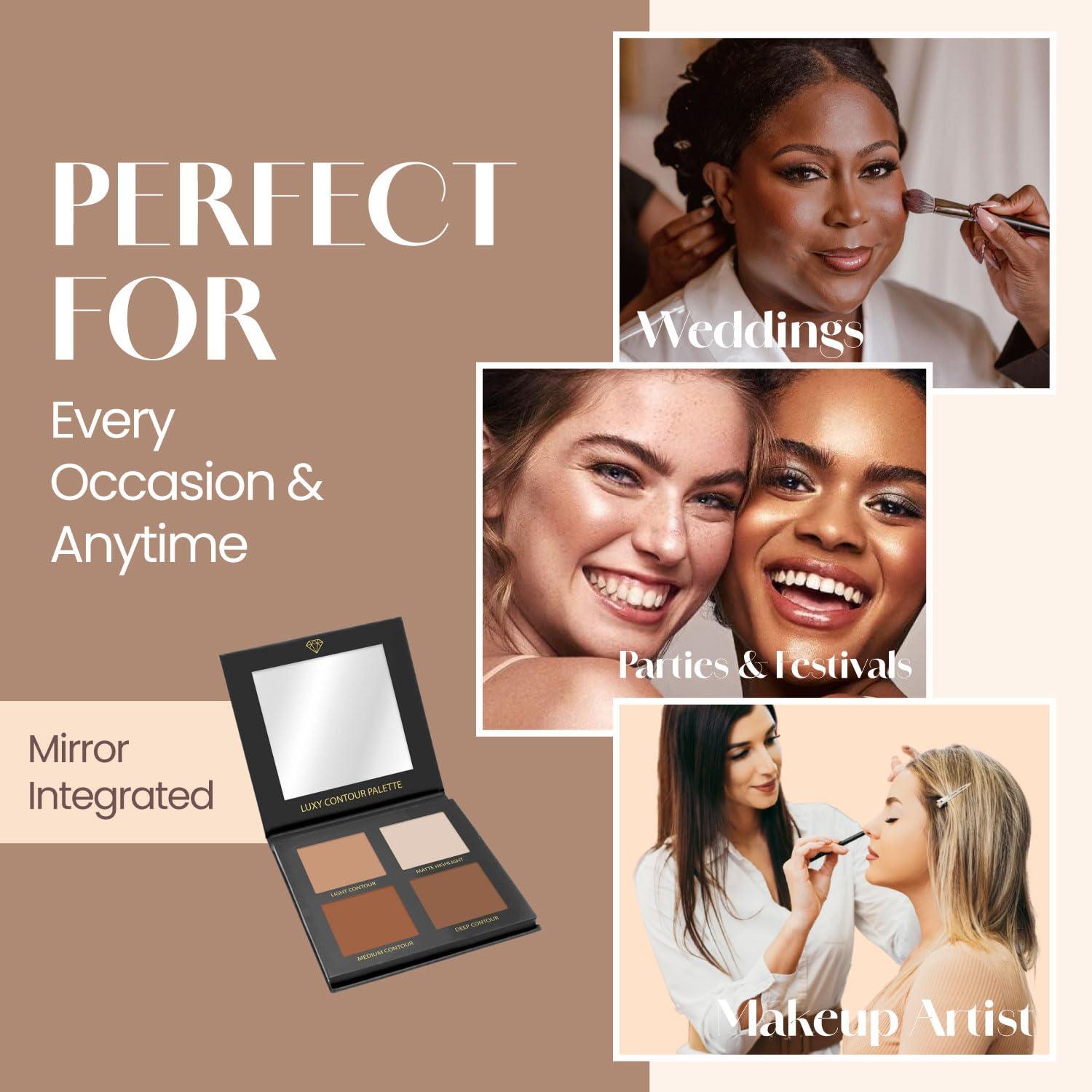 Contour Palette Powder Contour Kit - Contouring Makeup Palette With Mirror - 4 Highly Pigmented Matte Colors For Contouring And Highlighting - Vegan, Cruelty Free And Hypoallergenic