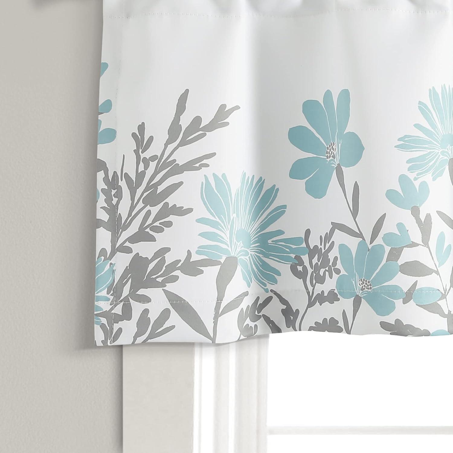 Aprile Blue and Gray Floral Light Filtering Valance