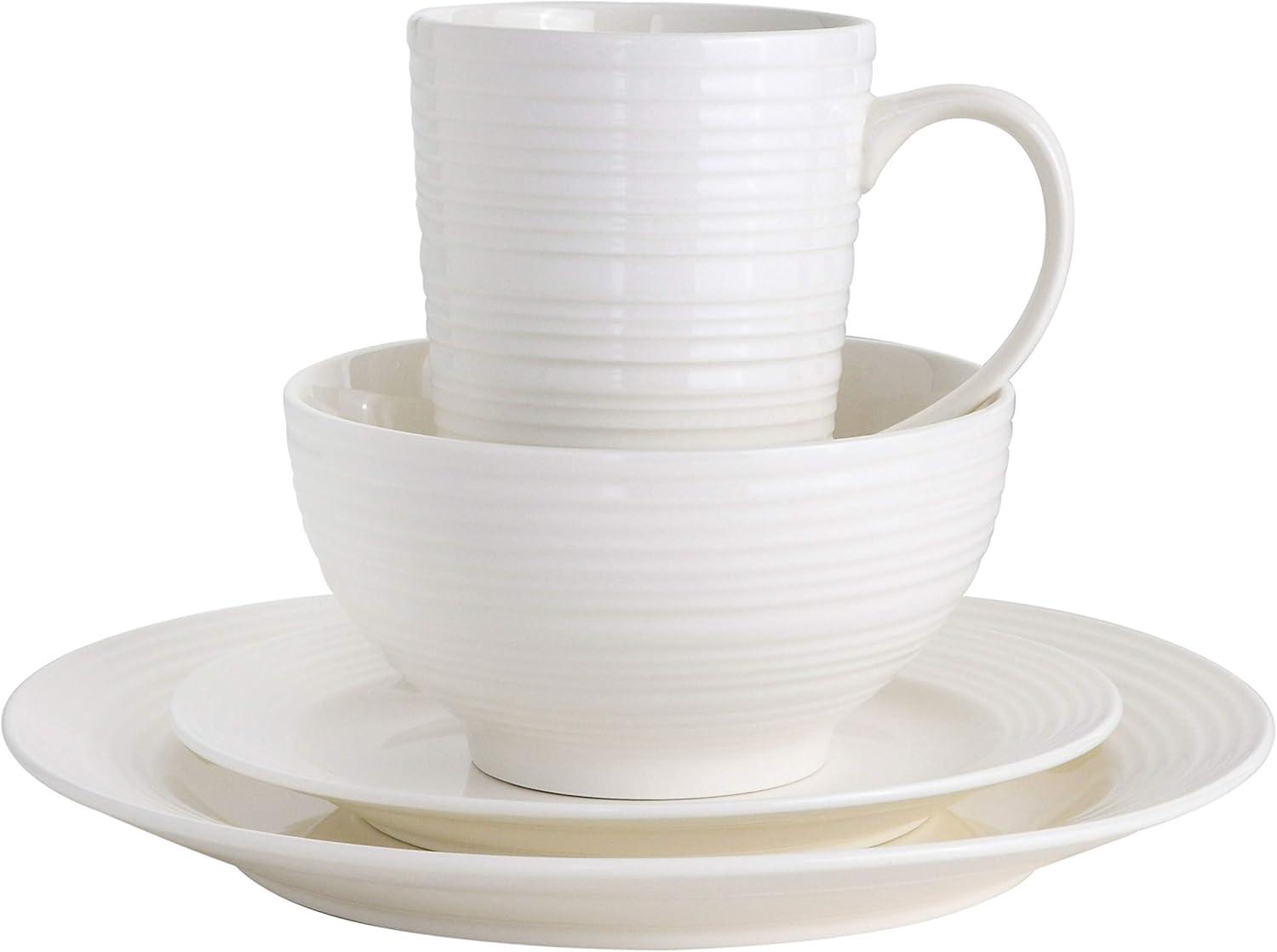 Gibson Home Classic Porcelain Zen Buffet Round Dinnerware Set with Multi Sized Plates, Bowls, and Mugs