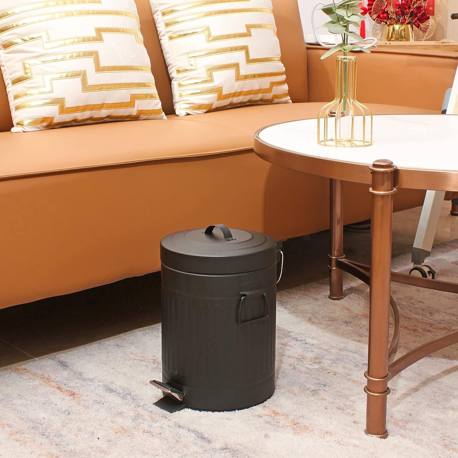 Black Stainless Steel Cylindrical Pedal Trash Can