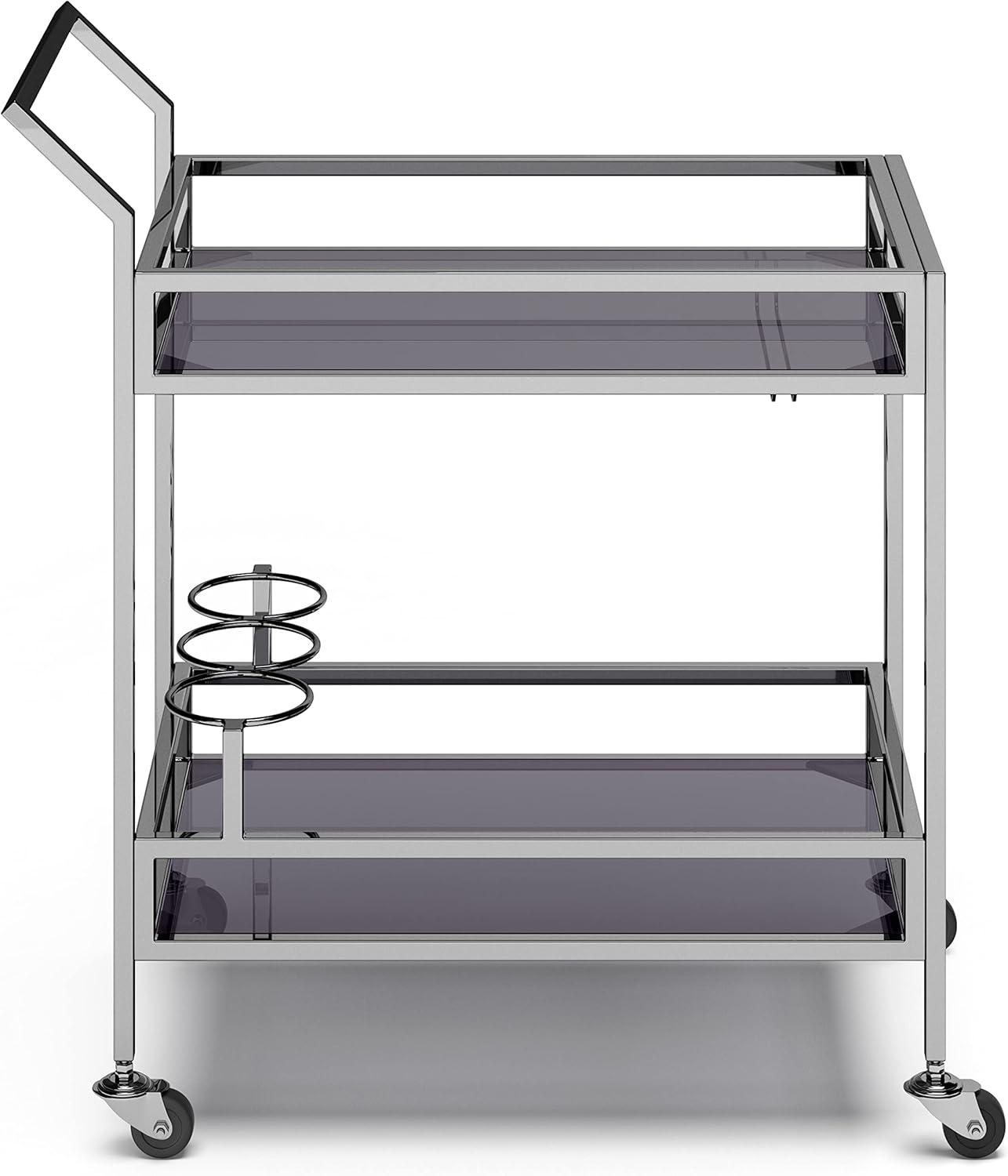 Simpli Home Watts 26 Inch Bar Cart In Chrome