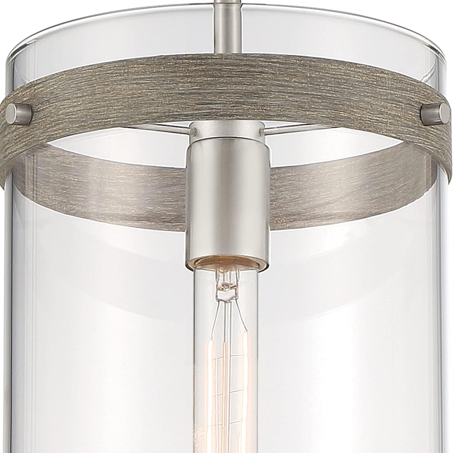 Sleek Reflecta 13.5" Brushed Nickel Pendant with Glass Shade