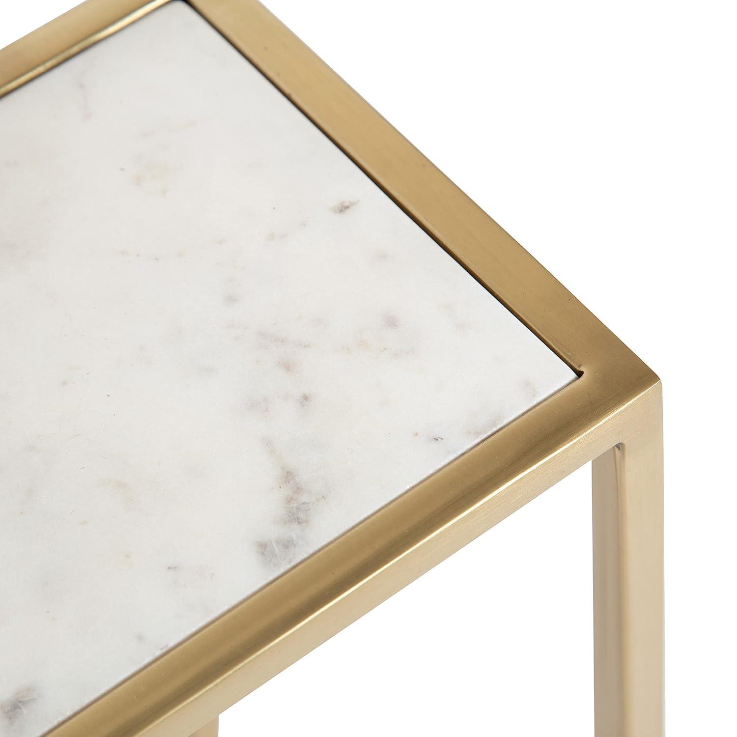 Kate and Laurel Jaspur Square Metal Drink Table, 7x7x21, Gold and White