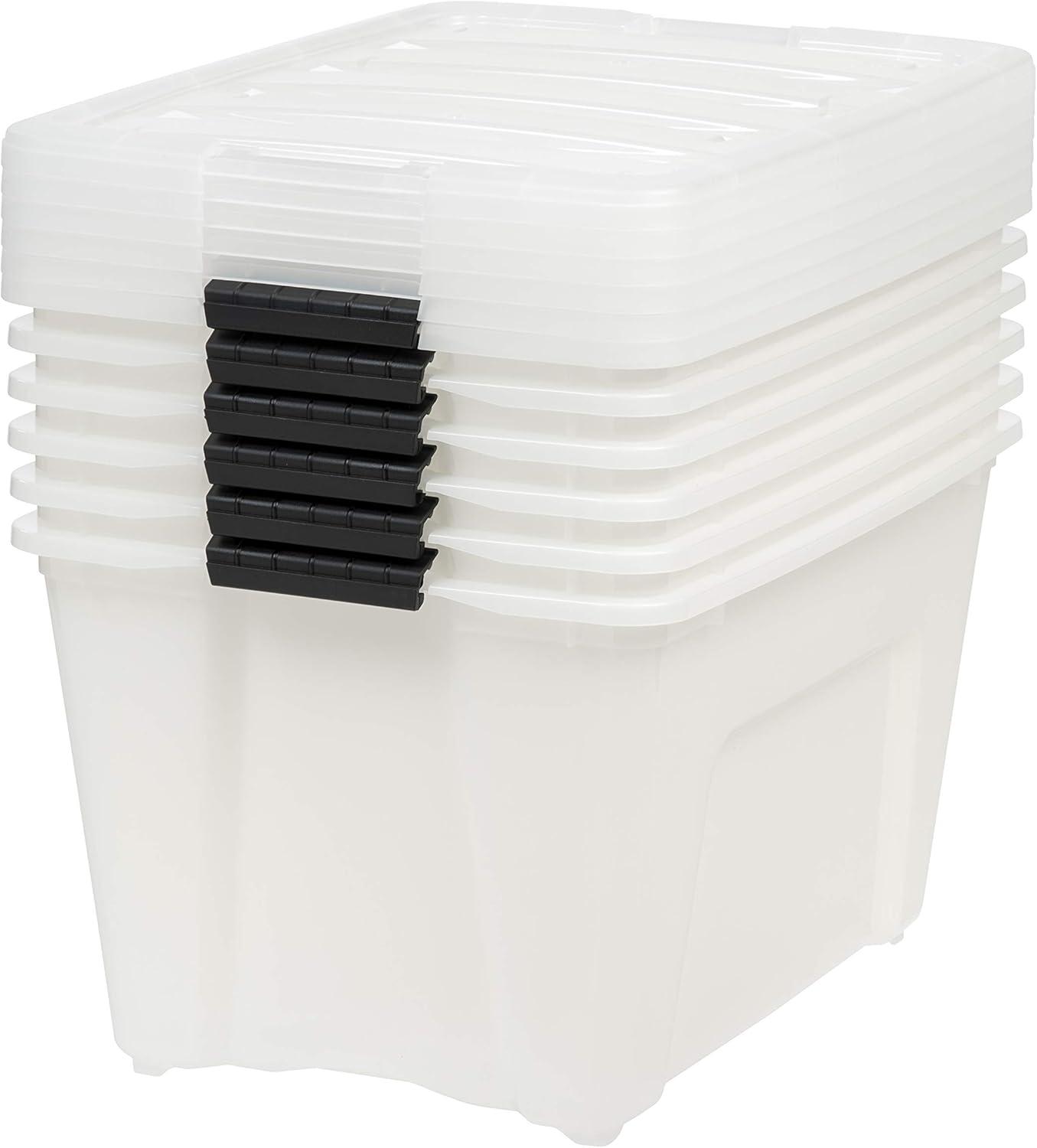 53qt Plastic Storage Bins with Lids and Secure Latching Buckles - 6 Pack