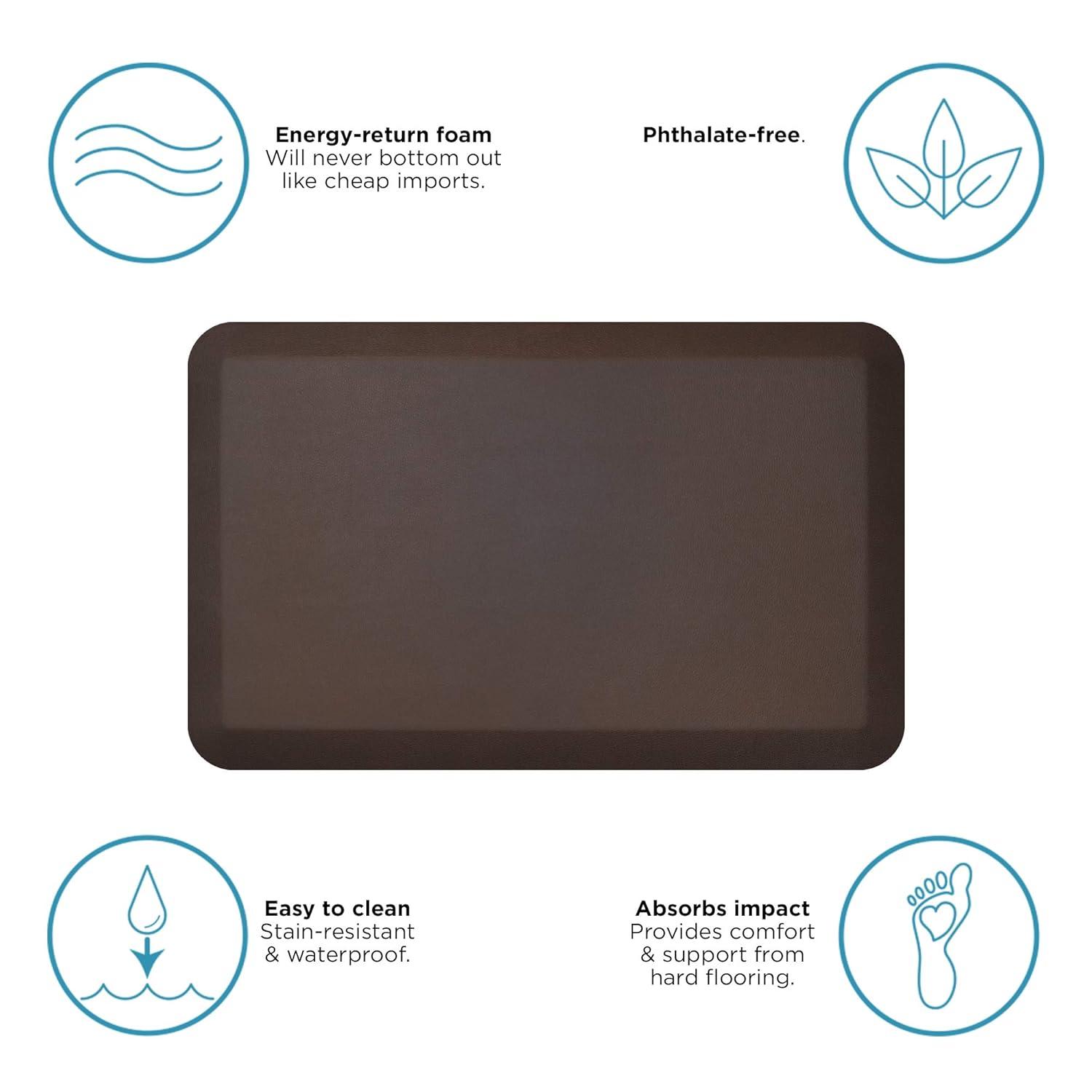 GelPro Designer Comfort Collection Traditional Kitchen Mat, 20" x 32", Leather Grain Black