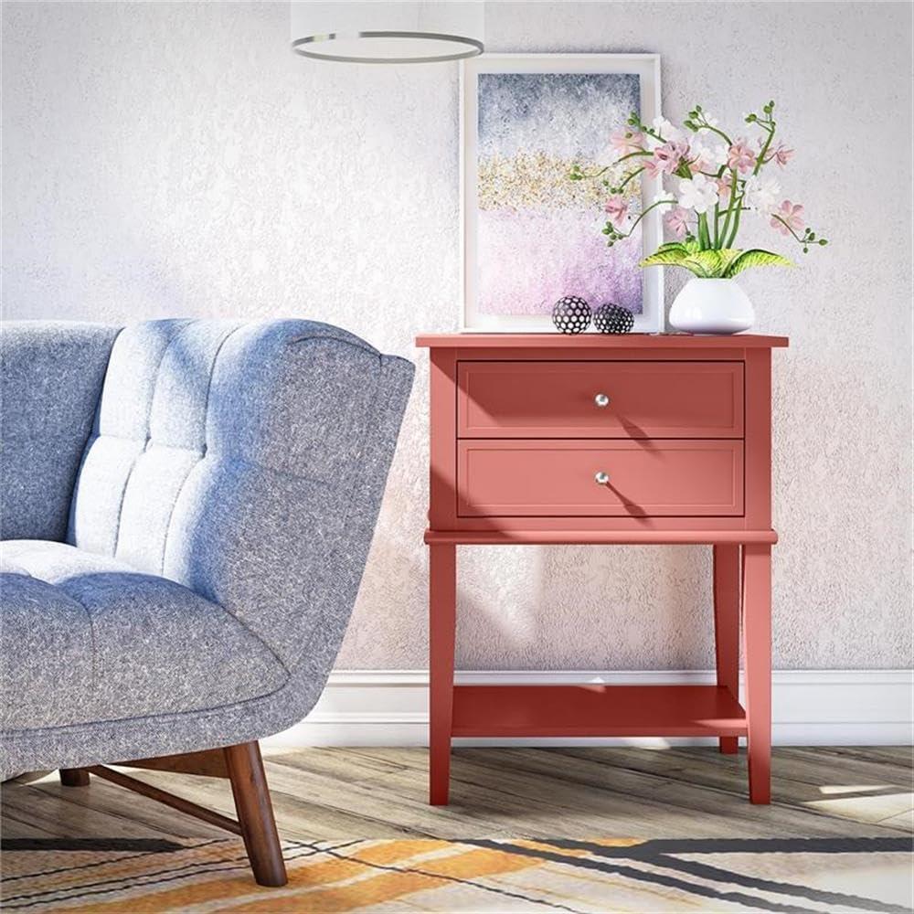 Ameriwood Home Franklin Nightstand Table with 2 Drawers and Lower Shelf