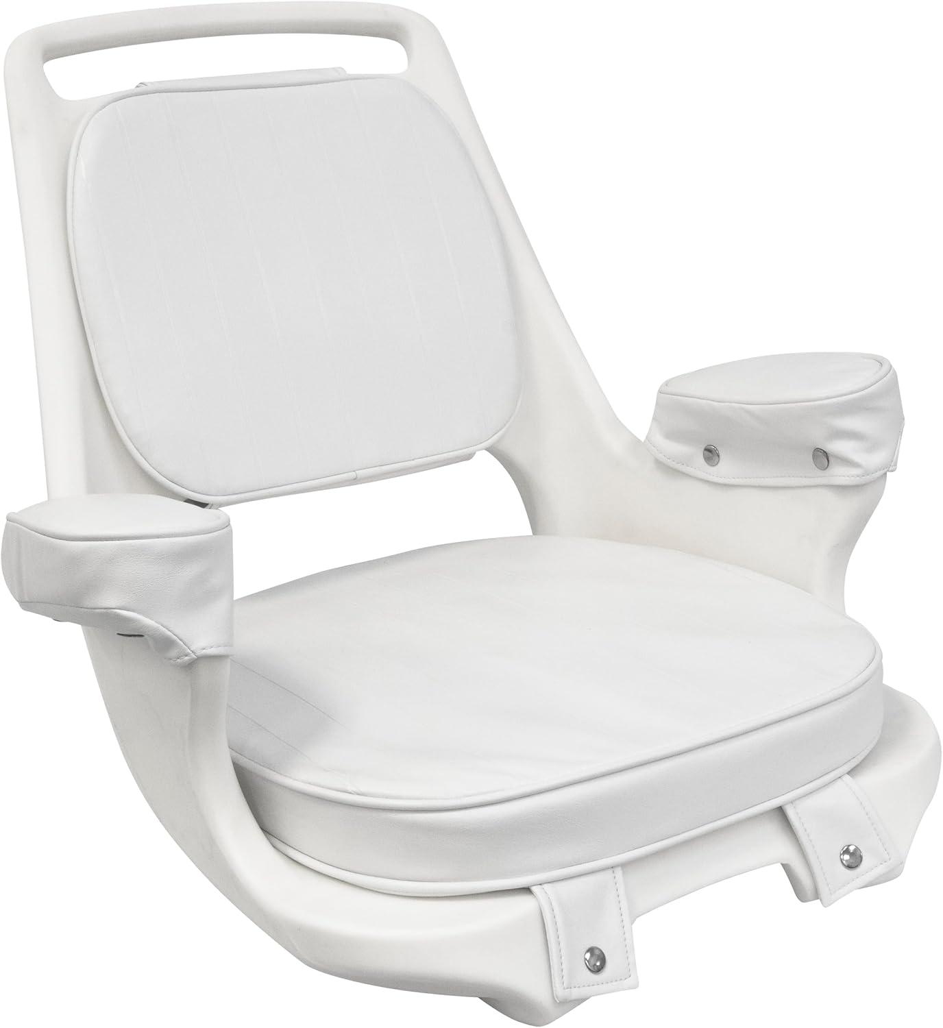 Offshore White Universal Fit Boat Captain's Chair with Cushions