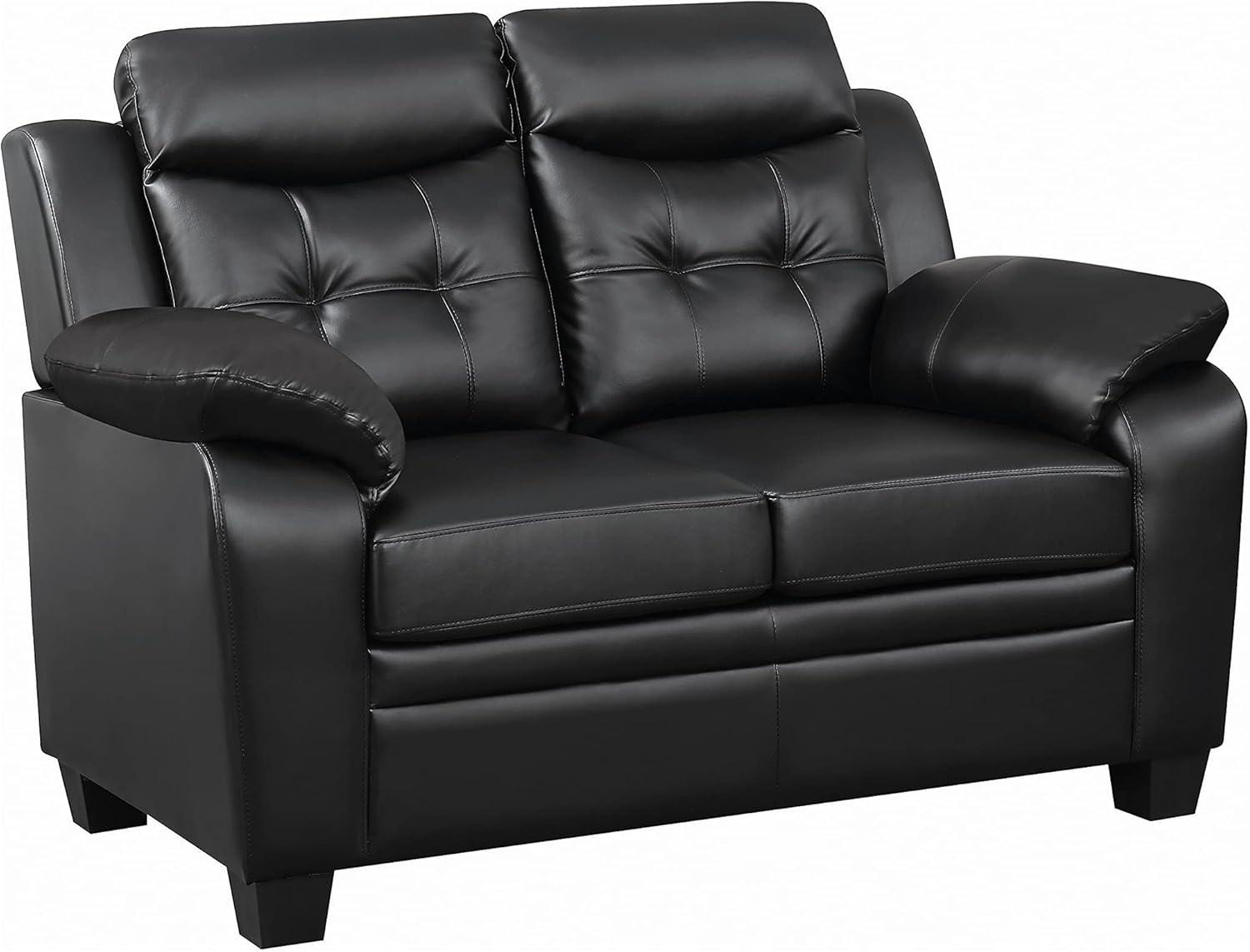 Coaster Leather Sofa Black Finish 506551