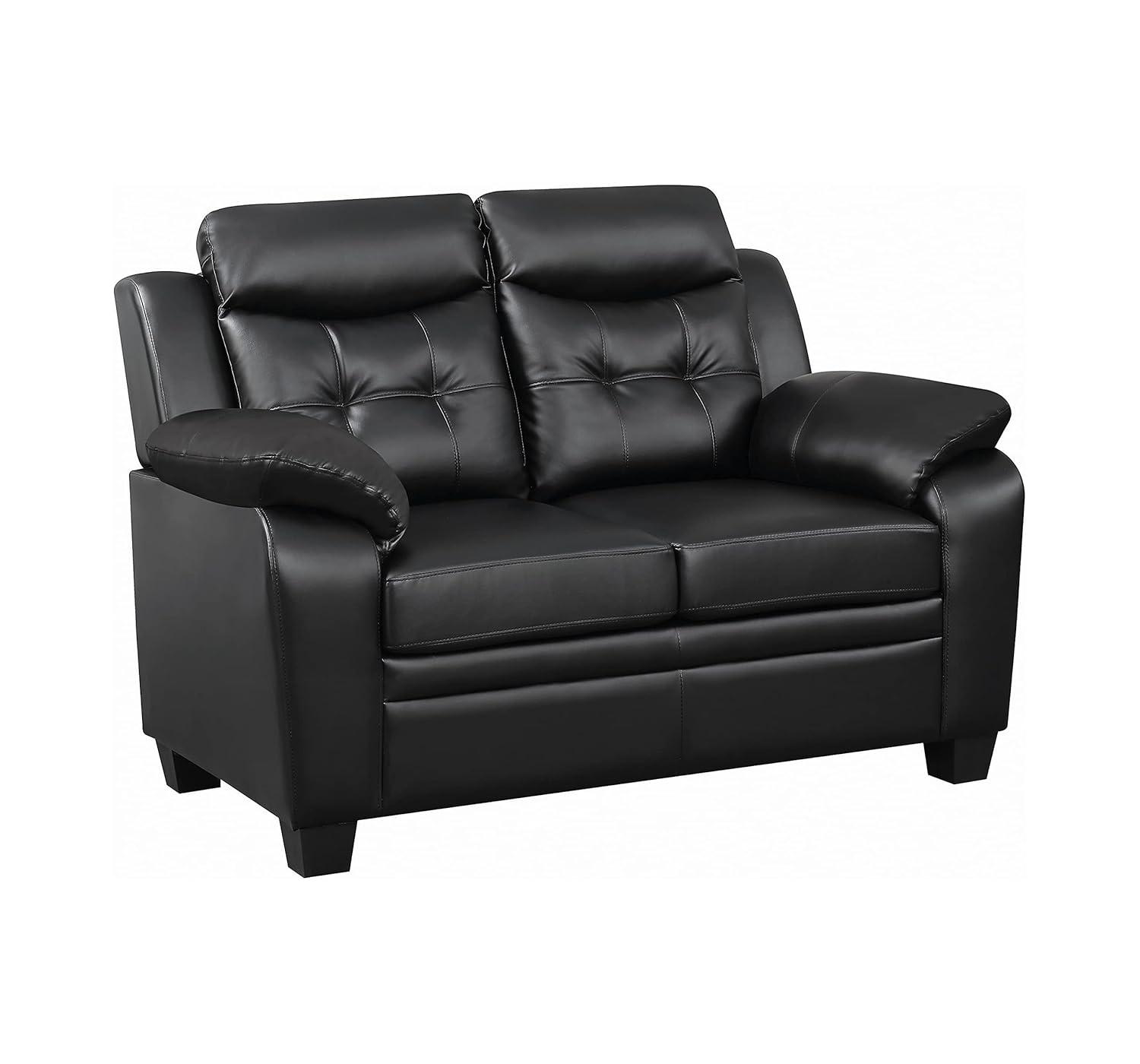Coaster Leather Sofa Black Finish 506551