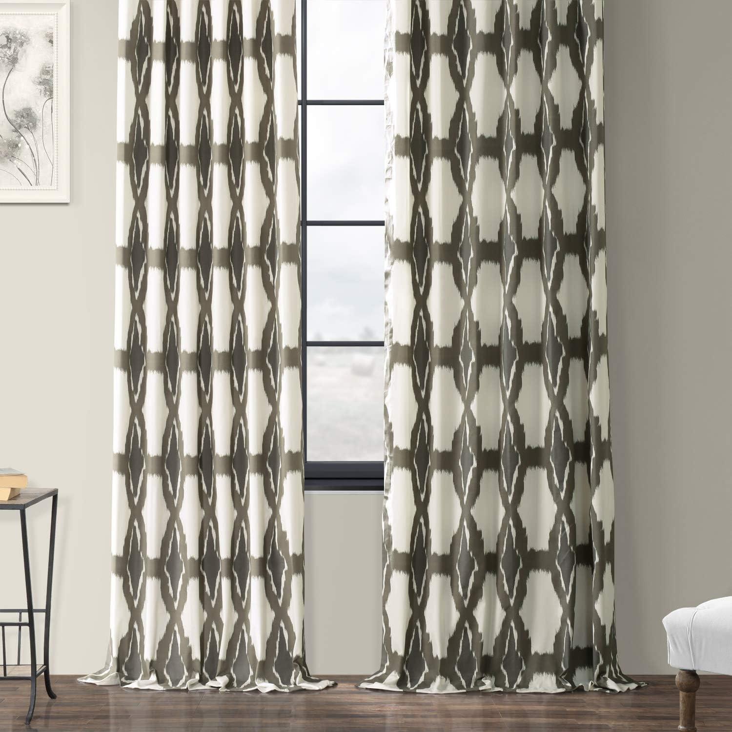 Mecca Blue Printed Cotton Curtain (1 Panel), Mecca Blue, 50W X 120L