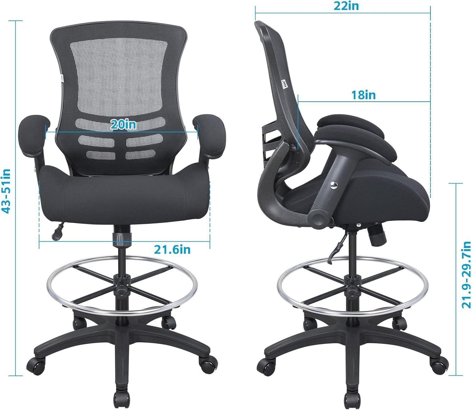 Archimedes Mid-Back Swivel Office Chair with Foot Ring and Flip-Up Arms