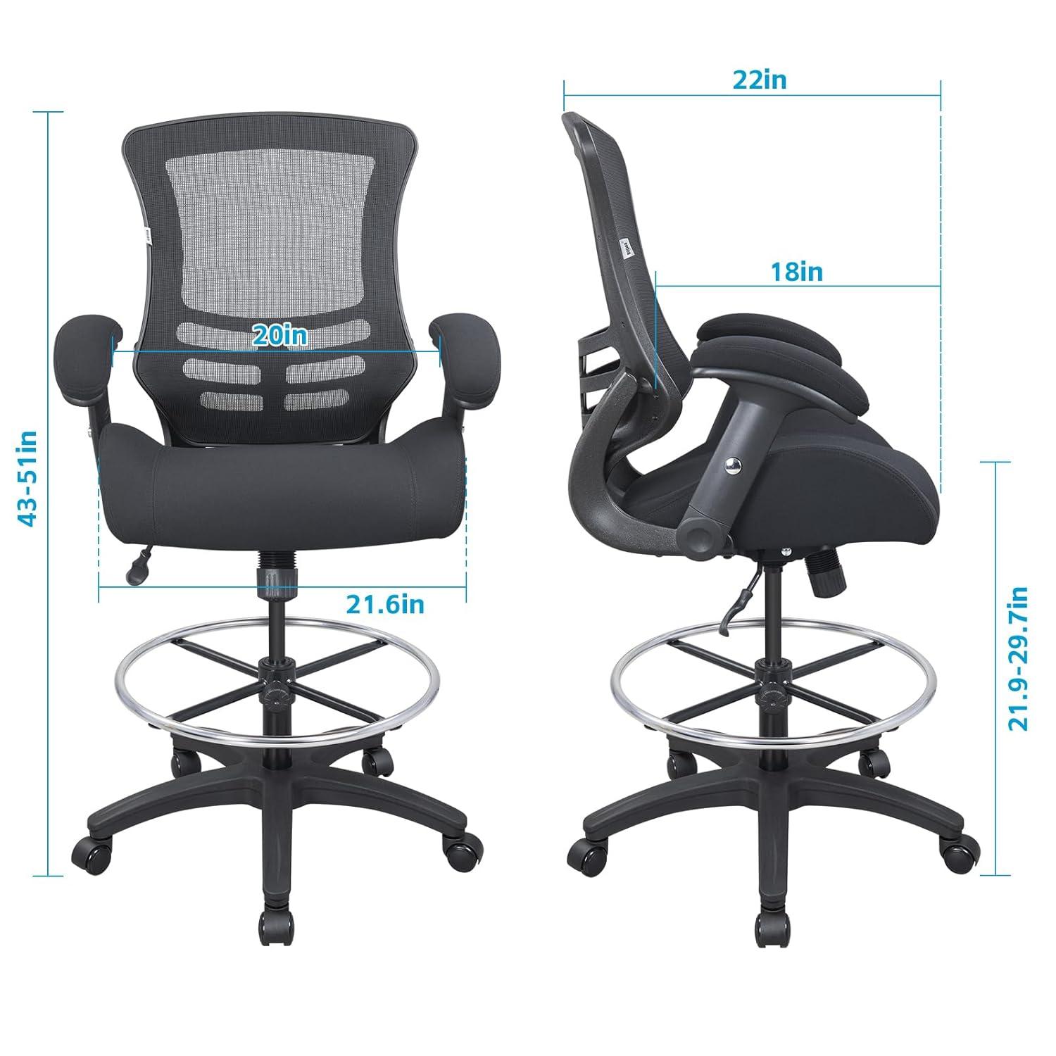 Archimedes Mid-Back Swivel Office Chair with Foot Ring and Flip-Up Arms